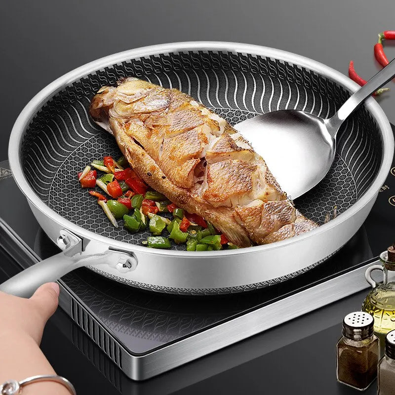 Honeycomb Stainless Steel Frying Pan